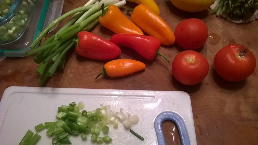 Chopping Veggies for Kisir