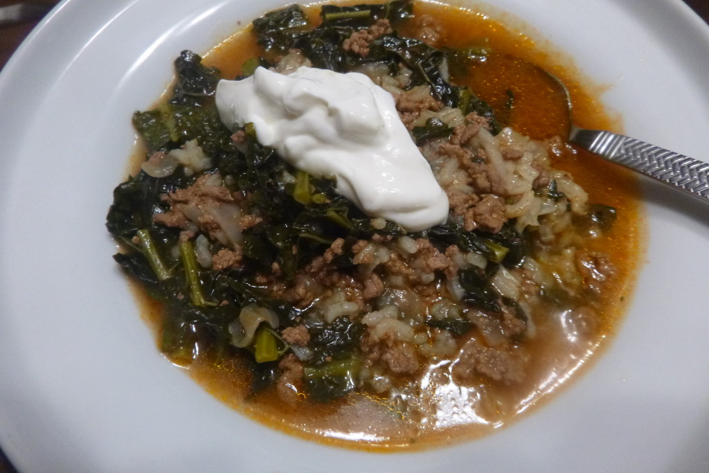 Kiymali Toscana or Tuscan Kale with Ground Beef