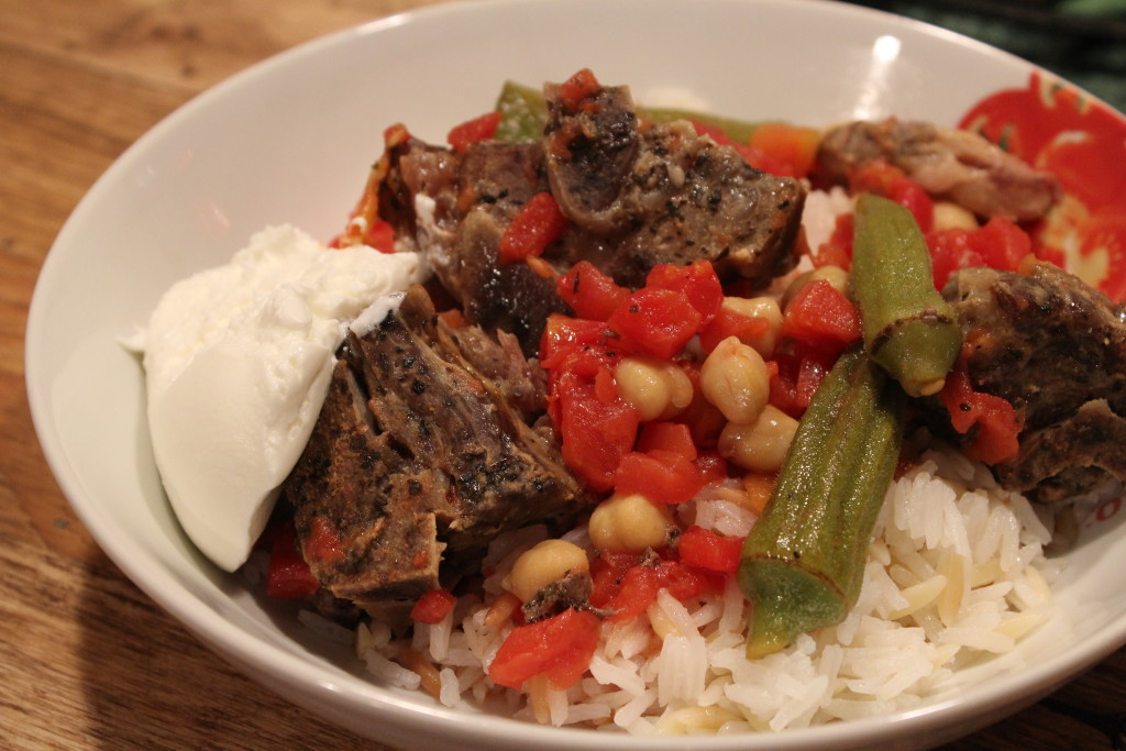 Lamb Okra Chickpea Stew aka Bamyali Nohutlu Kuzu Et