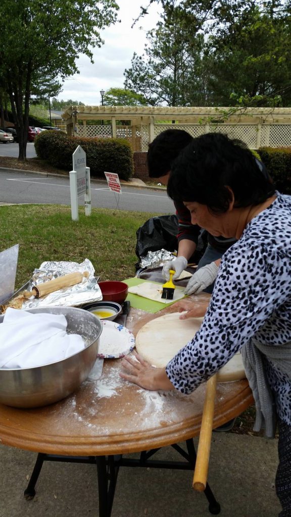 Gozleme being prepared.