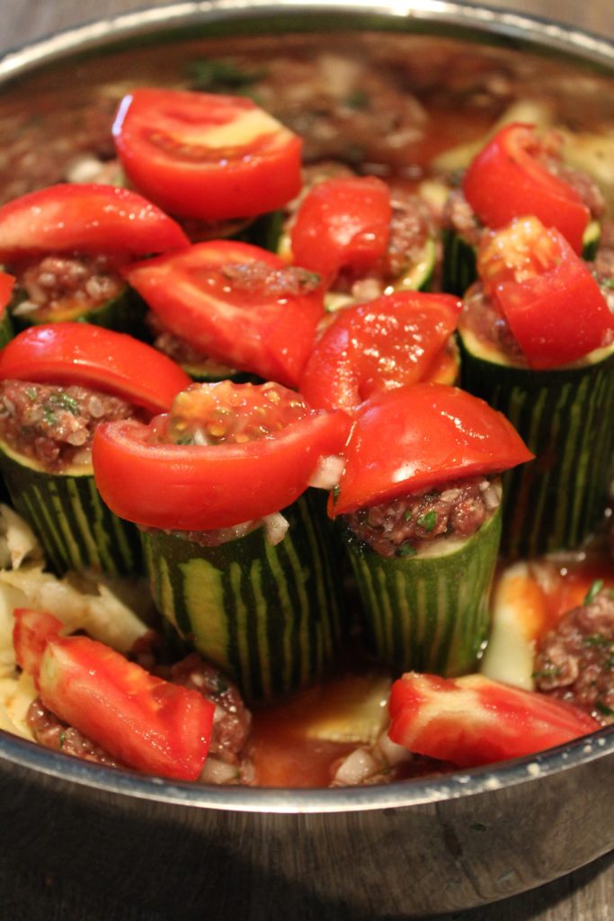 Kabak Dolmasi Stuffed Zucchini About to Cook