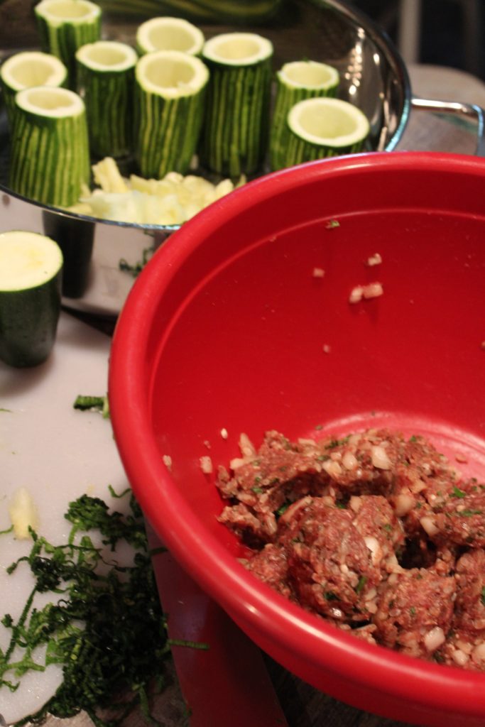 Kabak Dolmasi Stuffed Zucchini Prep