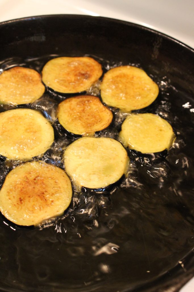 Eggplant frying for Lasagna