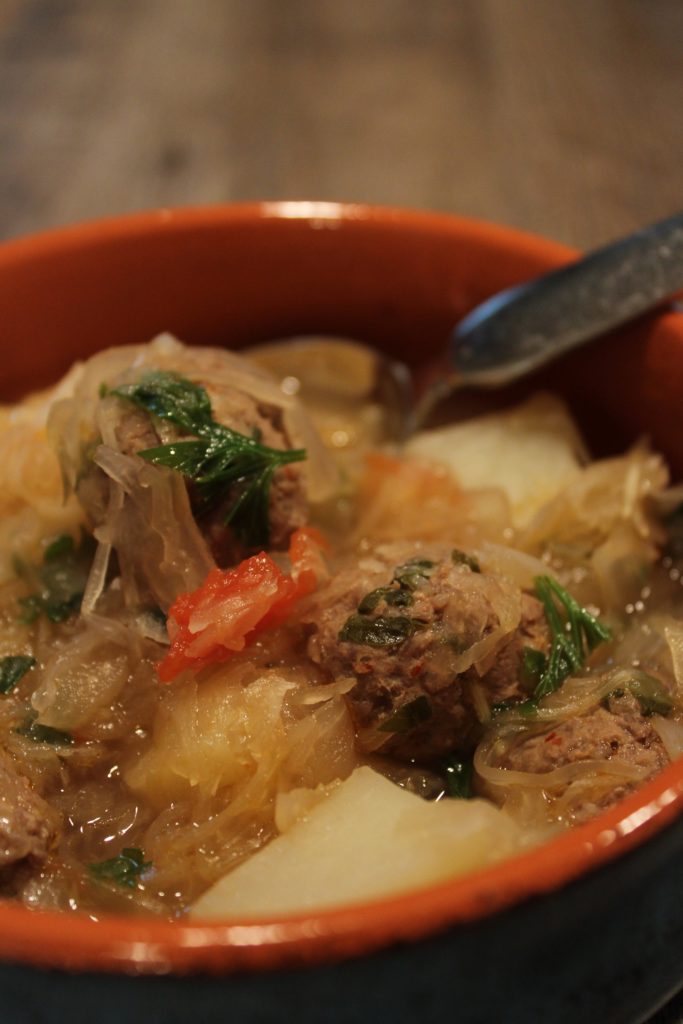 One Pot Meatball Sauerkraut Soup