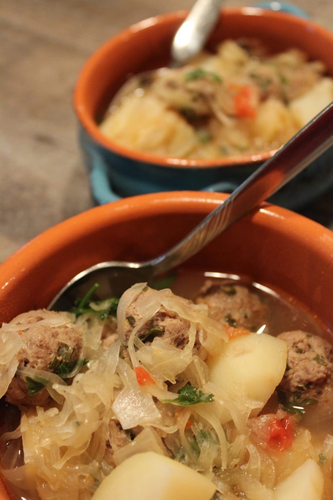 One Pot Meatball Sauerkraut Soup for Two