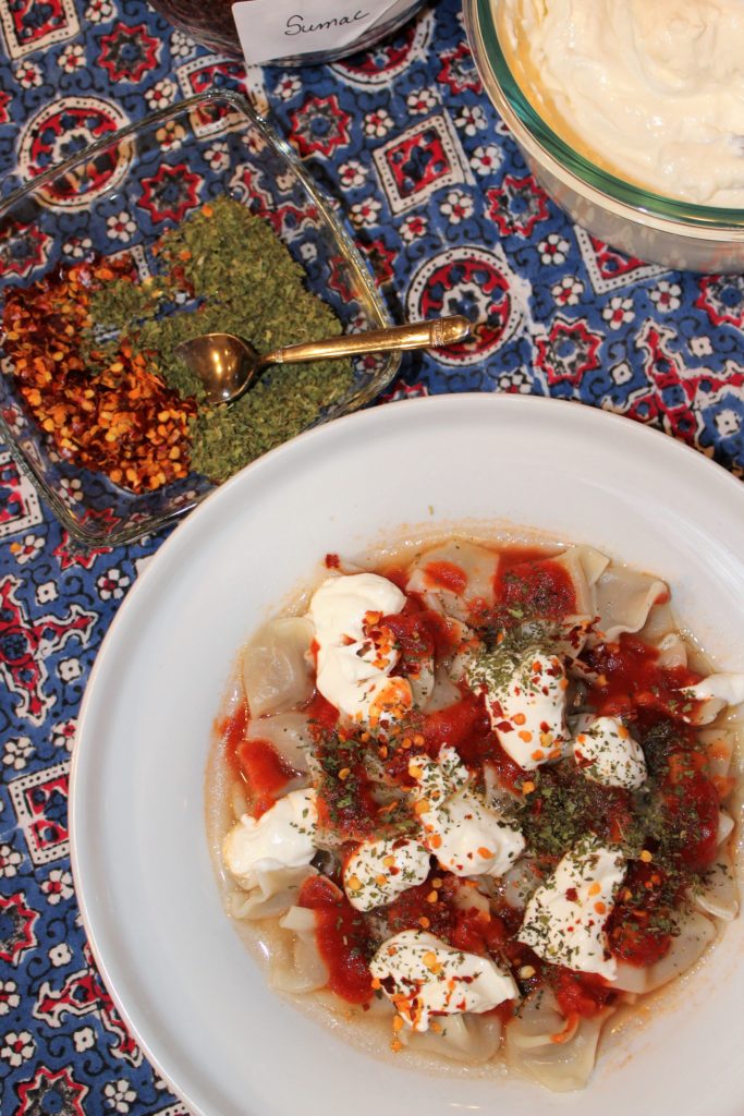 Easy Manti with Mint, Red Pepper, Sumac, and Garlic Yogurt