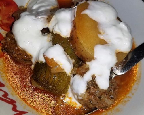 Plate of Electric Pressure Cooker Stuffed Zucchini